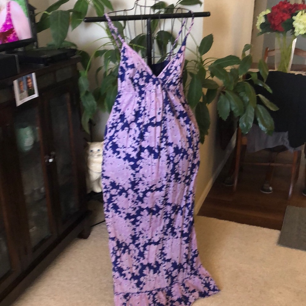 Deep violet/lavender spaghetti strap summer maxi dress